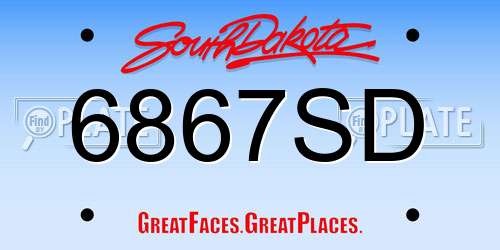 6867SD South Dakota License Plate