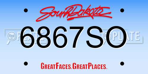 6867SO South Dakota License Plate
