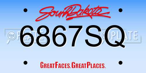 6867SQ South Dakota License Plate