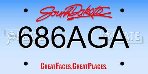 686AGA South Dakota License Plate
