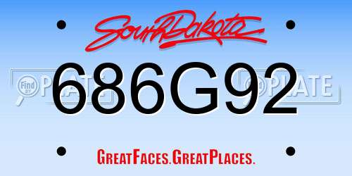 686G92 South Dakota License Plate