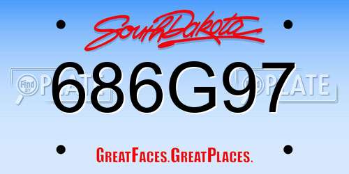 686G97 South Dakota License Plate