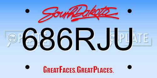 686RJU South Dakota License Plate