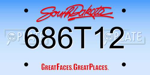 686T12 South Dakota License Plate