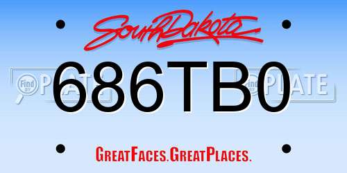 686TB0 South Dakota License Plate