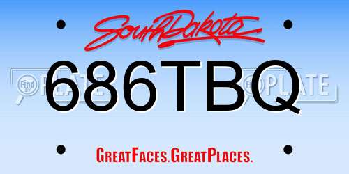 686TBQ South Dakota License Plate