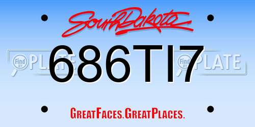 686TI7 South Dakota License Plate
