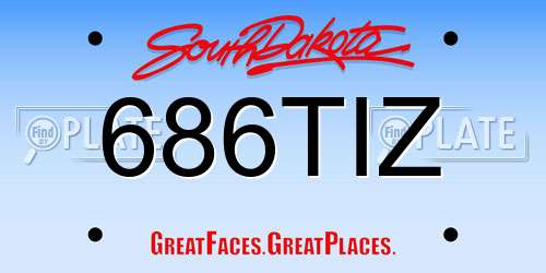 686TIZ South Dakota License Plate