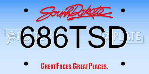 686TSD South Dakota License Plate