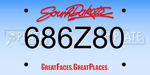 686Z80 South Dakota License Plate