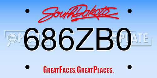 686ZB0 South Dakota License Plate