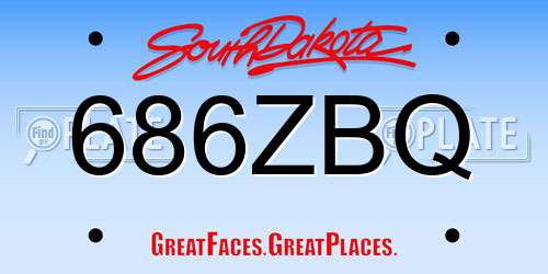 686ZBQ South Dakota License Plate