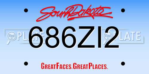 686ZI2 South Dakota License Plate