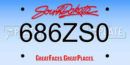 686ZS0 South Dakota License Plate
