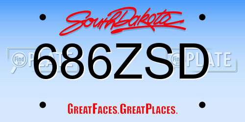 686ZSD South Dakota License Plate