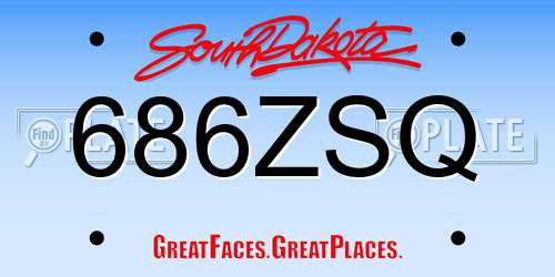 686ZSQ South Dakota License Plate
