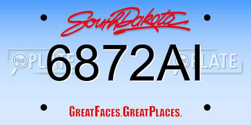6872AI South Dakota License Plate