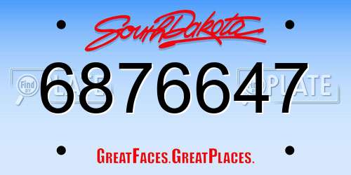 6876647 South Dakota License Plate