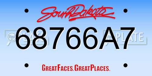 68766A7 South Dakota License Plate