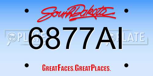 6877AI South Dakota License Plate