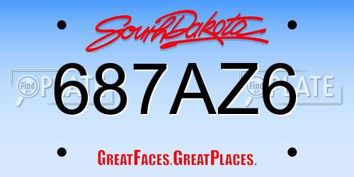 687AZ6 South Dakota License Plate