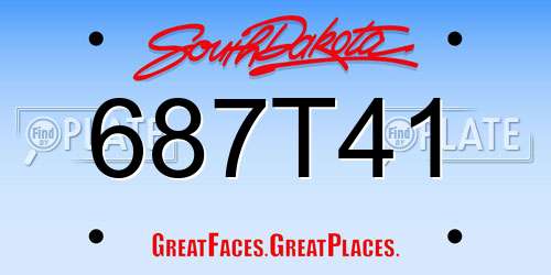 687T41 South Dakota License Plate