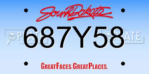 687Y58 South Dakota License Plate