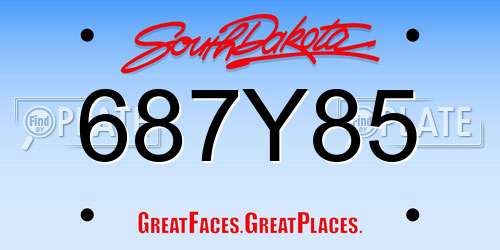 687Y85 South Dakota License Plate
