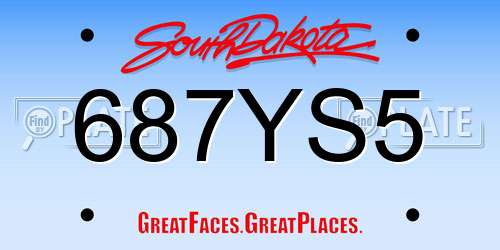 687YS5 South Dakota License Plate