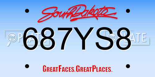 687YS8 South Dakota License Plate