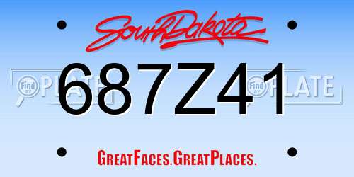 687Z41 South Dakota License Plate