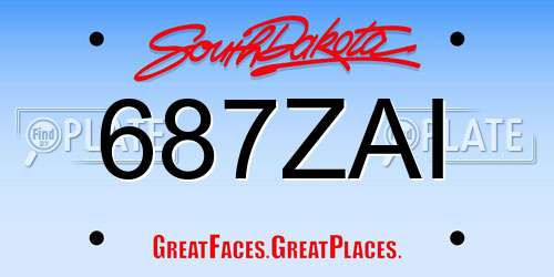 687ZAI South Dakota License Plate