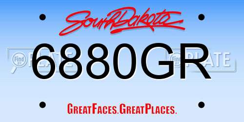 6880GR South Dakota License Plate