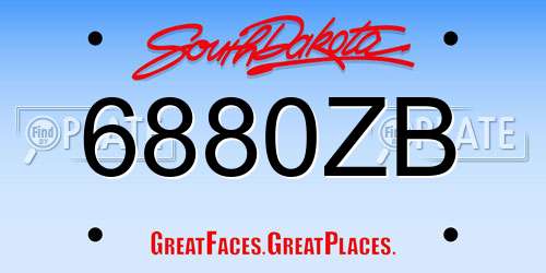 6880ZB South Dakota License Plate