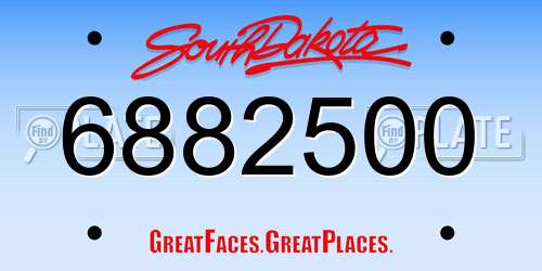 6882500 South Dakota License Plate