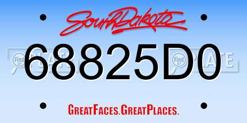 68825D0 South Dakota License Plate