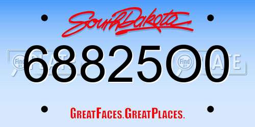 68825O0 South Dakota License Plate