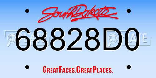 68828D0 South Dakota License Plate