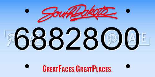 68828O0 South Dakota License Plate