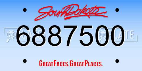 6887500 South Dakota License Plate