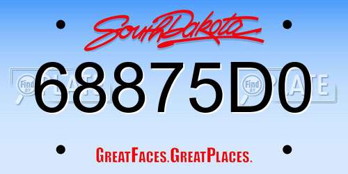 68875D0 South Dakota License Plate