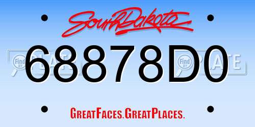68878D0 South Dakota License Plate