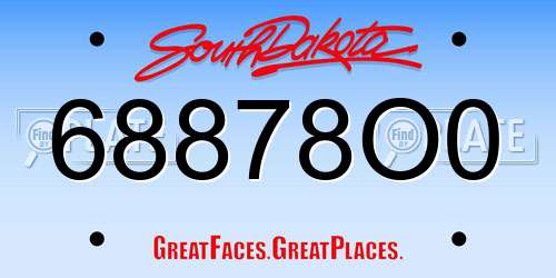 68878O0 South Dakota License Plate