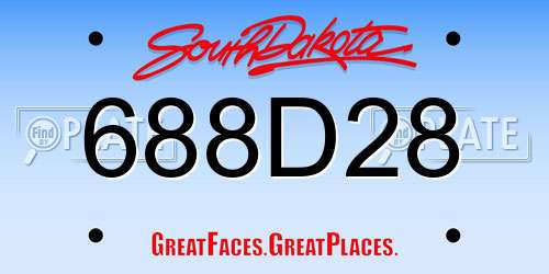 688D28 South Dakota License Plate