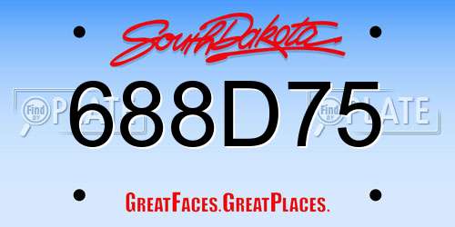 688D75 South Dakota License Plate