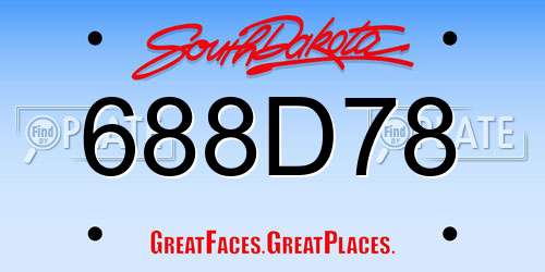 688D78 South Dakota License Plate