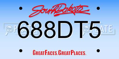 688DT5 South Dakota License Plate