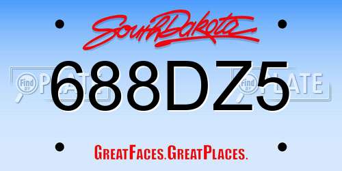 688DZ5 South Dakota License Plate