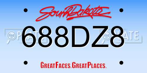 688DZ8 South Dakota License Plate