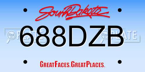 688DZB South Dakota License Plate